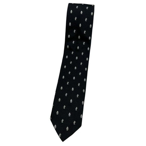 NEW BROOKS BROTHERS RED FLEECE Men's 100% Silk Necktie LUXURY Black Robot W:2.5" - Picture 1 of 4